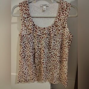 Dressbarn Red and White Floral Blouse